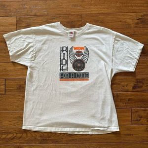 Vintage 2004 Ride For The Cure White Harley Davison T- Shirt